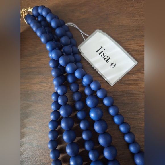 Lisa e dark blue 5 strand statement necklace - Picture 2 of 4